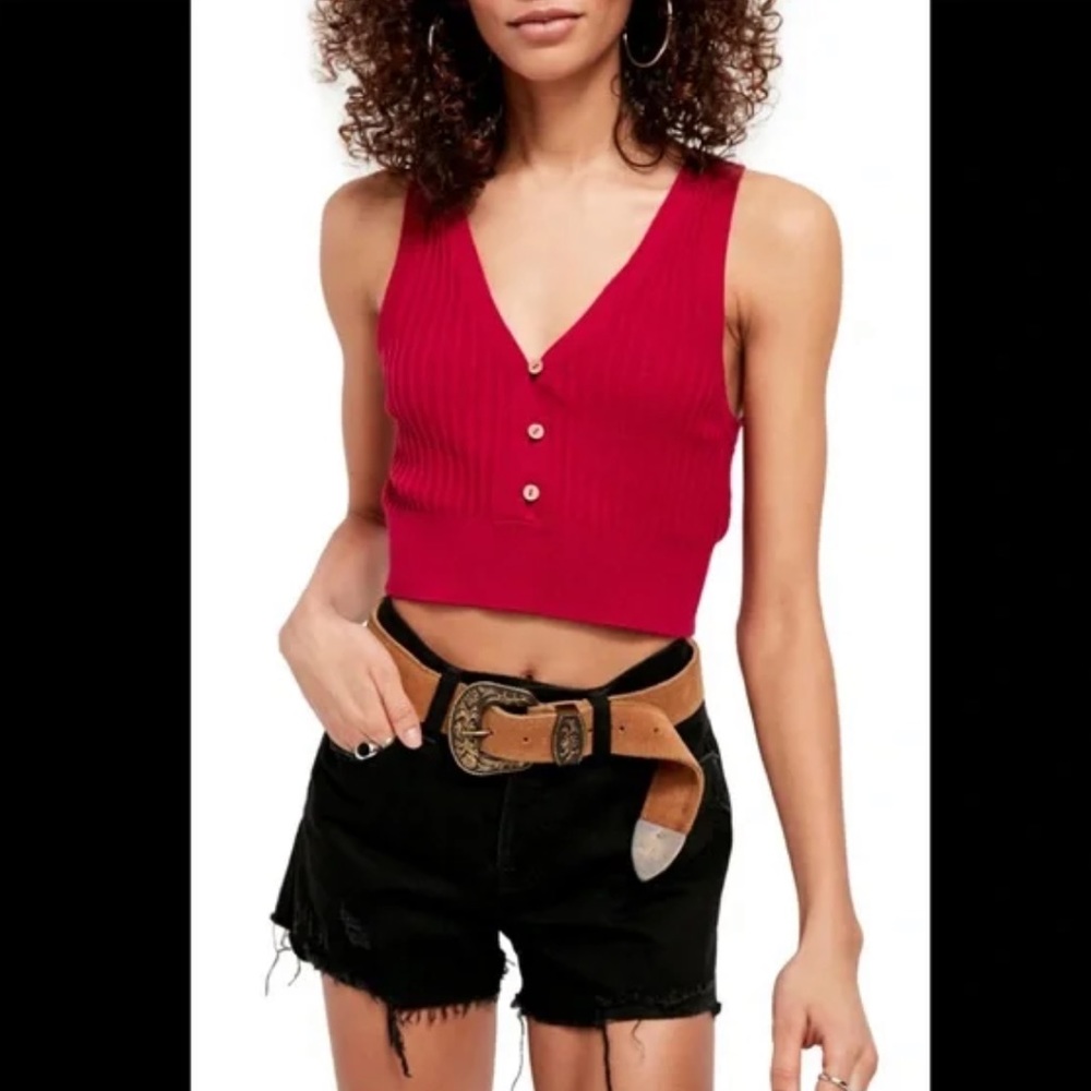 NWT Free People‎ Hot Pink Fucsia  Saturday Morning Crop Tank Size M